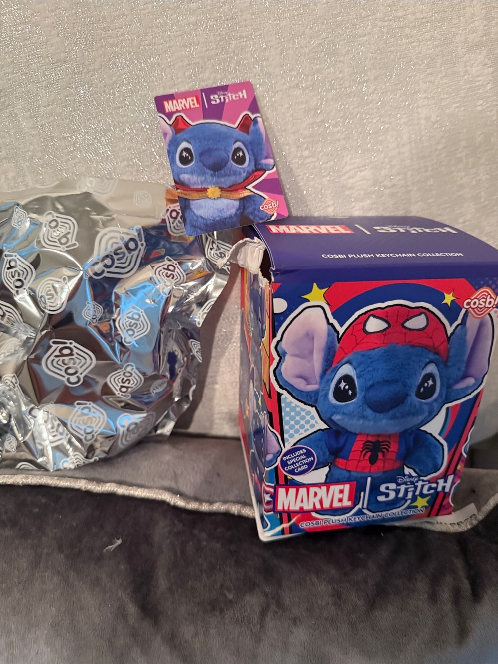 Marvel Stitch Plush Keychain - Blue & Red